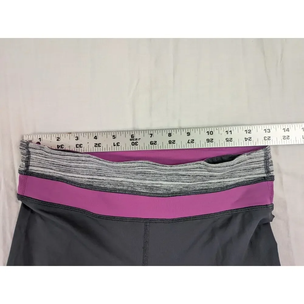 Lululemon Inspire Leggings Gray Pink Yoga Running Pockets Womens Sz 6